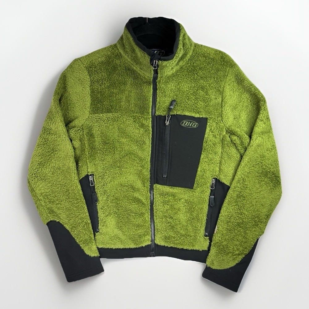 DHG Dutch Harbor Gear Fleece Jacket Mens Small Green Sherpa Full Zip Hiking